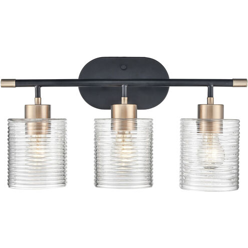 Renitta 3 Light 20.1 inch Matte Black/Modern Gold Vanity Light Wall Light